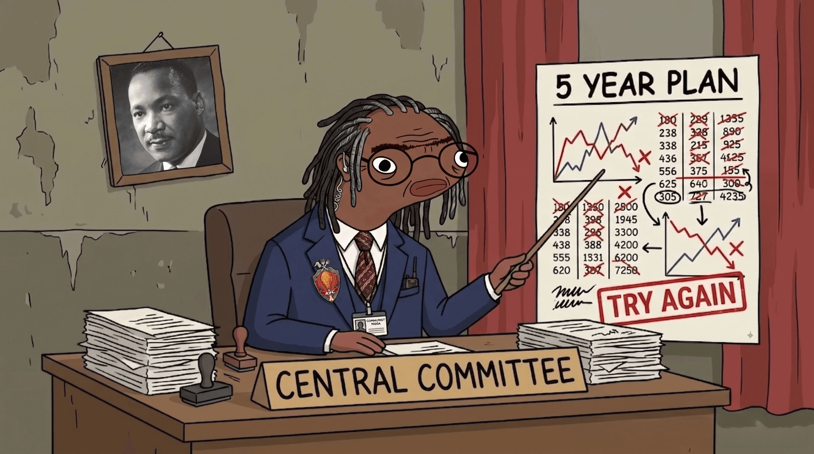 Barney at the Central Committee desk